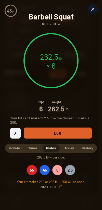 Iron Forge rest timer and plate calculator during Candito Linear Program