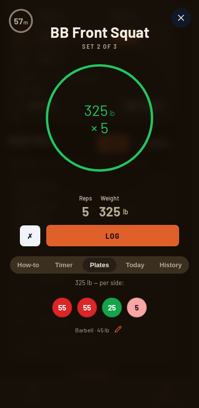 Iron Forge rest timer and plate calculator during Fierce 5 — Novice