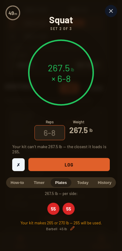 Iron Forge rest timer and plate calculator during Generic Bulking Routine