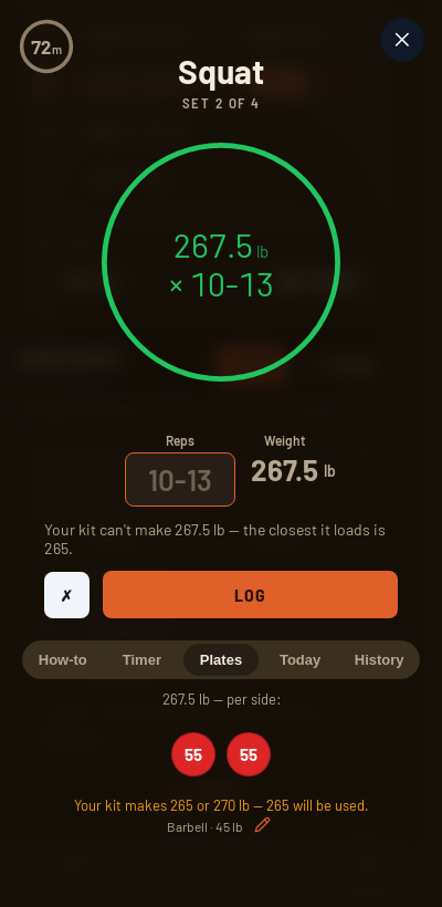 Iron Forge rest timer and plate calculator during Arnold's Golden Six