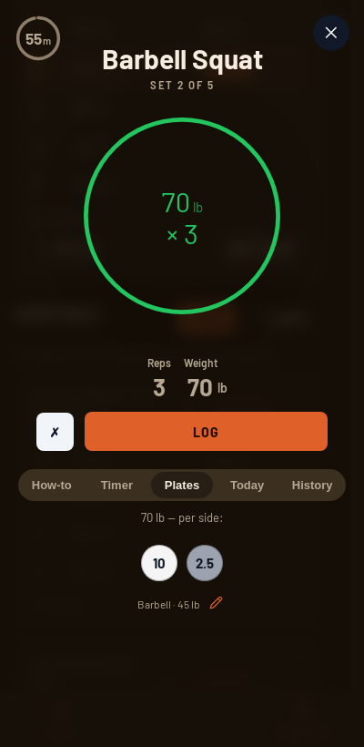 Iron Forge rest timer and plate calculator during GZCLP