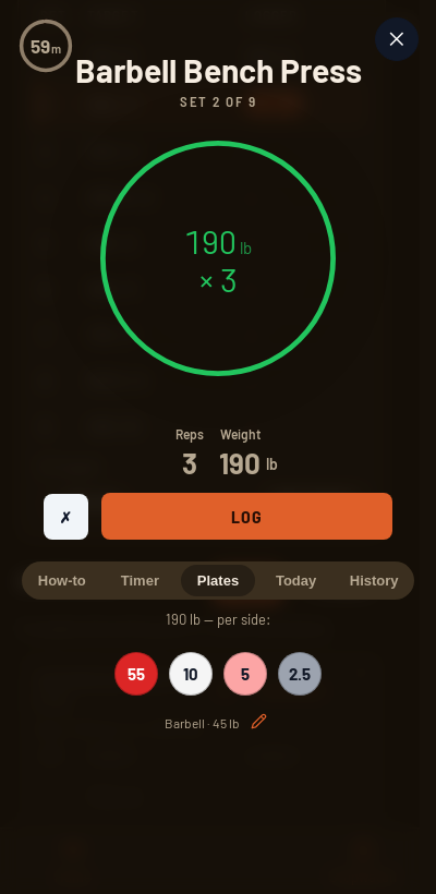 Iron Forge rest timer and plate calculator during nSuns 531 LP
