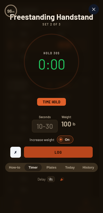 Iron Forge rest timer and plate calculator during Overcoming Gravity