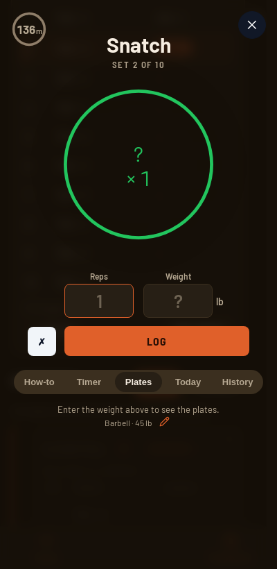 Iron Forge rest timer and plate calculator during Glenn Pendlay — Beginner Olympic Weightlifting