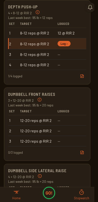 A RP Strength (Hypertrophy) workout in Iron Forge