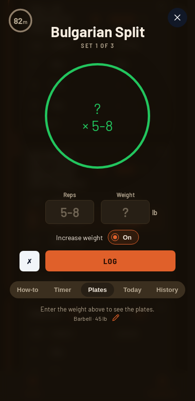 Iron Forge rest timer and plate calculator during Recommended Routine