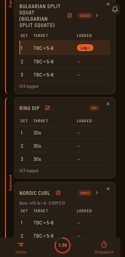 A Recommended Routine workout in Iron Forge