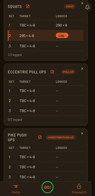A Start Bodyweight Basic Routine workout in Iron Forge