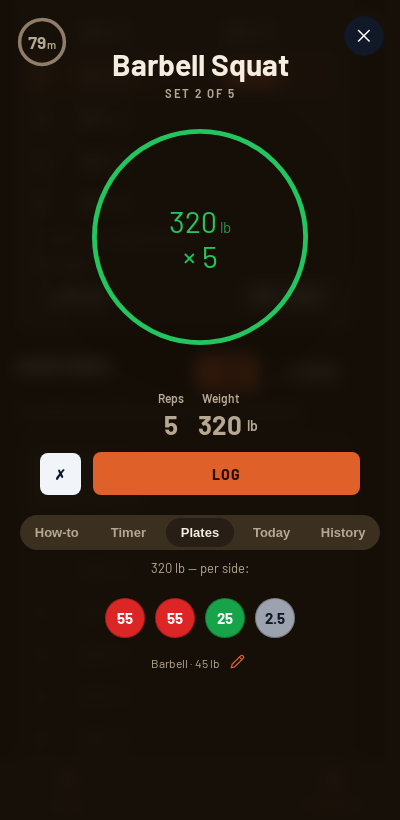 Iron Forge rest timer and plate calculator during StrongLifts 5×5