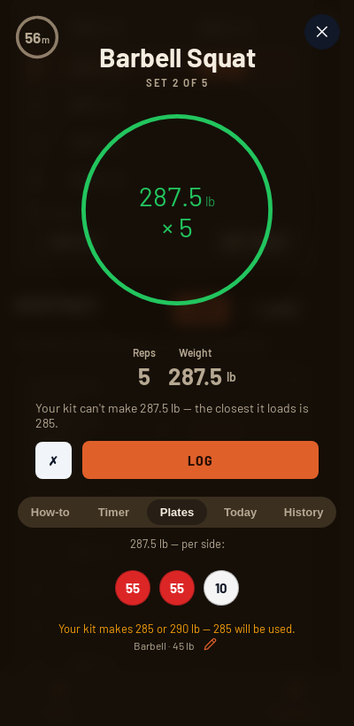 Iron Forge rest timer and plate calculator during Texas Method