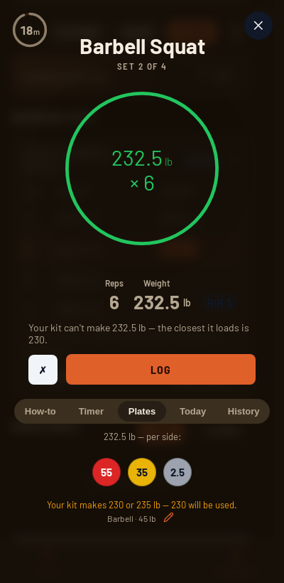 Iron Forge rest timer and plate calculator during Top Set and Back-Off