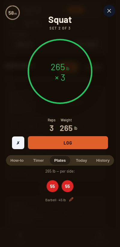 Iron Forge rest timer and plate calculator during Wendler 5/3/1